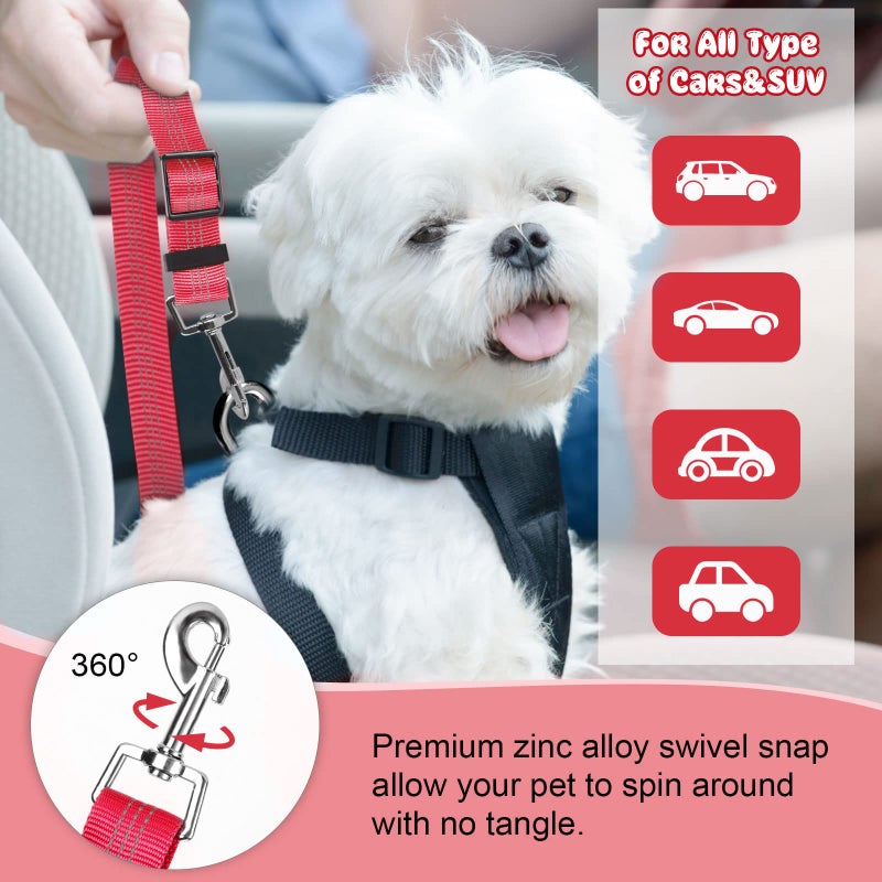 BWOGUE 2 Packs Dog Cat Safety Seat Belt Strap Car Headrest Restraint Adjustable Nylon Fabric Dog Restraints Vehicle Seatbelts Harness - Image 5
